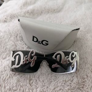 Vintage Dolce & Gabbana shield silver sunglasses d&g authentic designer